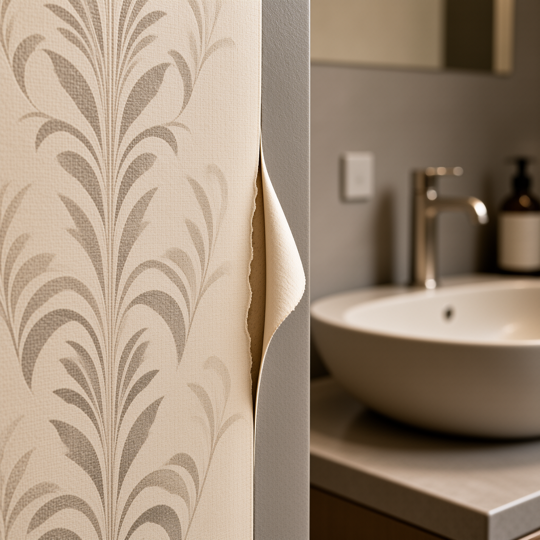 ¿Por qué se despega el papel pintado del baño? Humedad, adhesivo y preparación de la pared