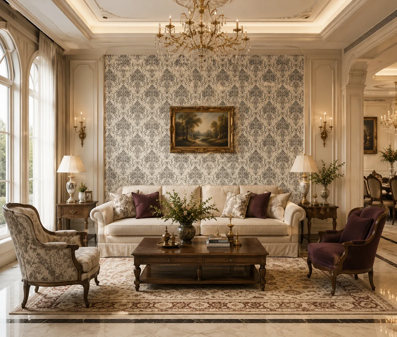 European Charm · Classic Damask Wallpaper